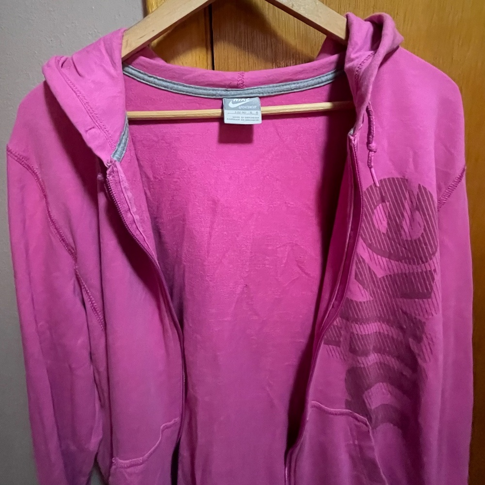 Nike Dri-FIT Pink Zip Up Hoodie Jacket Womens Large Sporty Y2K Activewear - Picture 5 of 12